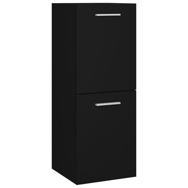 vidaXL Bathroom Cabinet Black 30x30x80 cm Engineered Wood