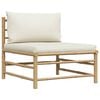 vidaXL 2 Piece Garden Lounge Set with Cream White Cushions Bamboo