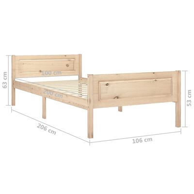 vidaXL Bed Frame without Mattress Solid Pinewood 100x200 cm