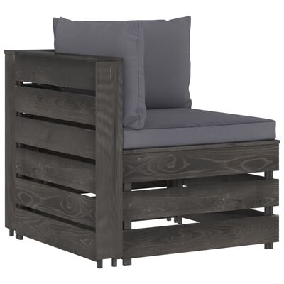 vidaXL 10 Piece Garden Lounge Set with Cushions Grey Impregnated Wood