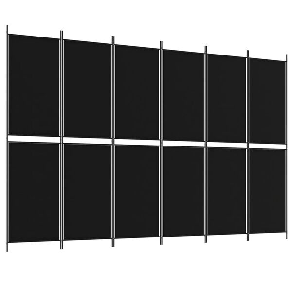 vidaXL 6-Panel Room Divider Black 300x200 cm Fabric