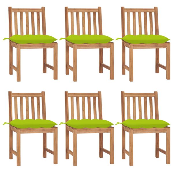 vidaXL Garden Chairs 6 pcs with Cushions Solid Teak Wood