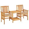 vidaXL Garden Chairs with Tea Table and Cushions Solid Acacia Wood