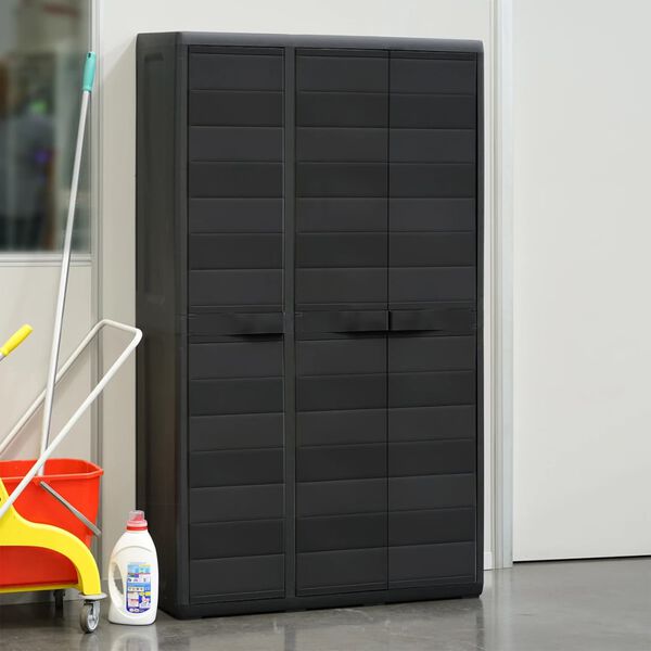 vidaXL Garden Storage Cabinet with 4 Shelves Black