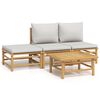 vidaXL 4 Piece Garden Lounge Set with Light Grey Cushions Bamboo