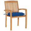 vidaXL Garden Chairs 2 pcs with Blue Cushions Solid Teak Wood