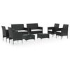 vidaXL 8 Piece Garden Lounge Set with Cushions Poly Rattan Black