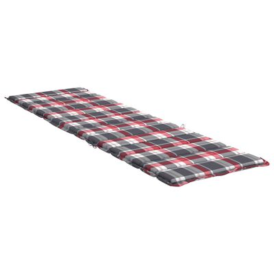 vidaXL Sun Lounger Cushion Red Check Pattern 200x50x3cm Oxford Fabric