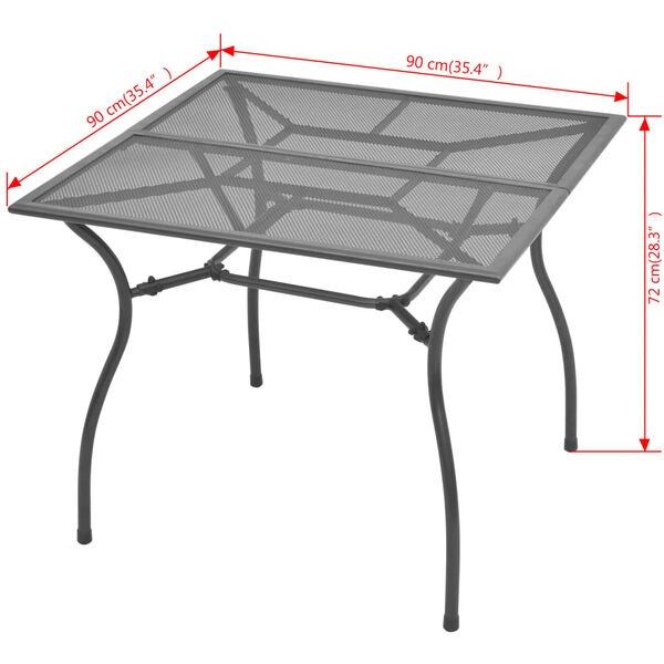 vidaXL Garden Table 90x90x72 cm Steel Mesh