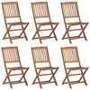 vidaXL Folding Garden Chairs 6 pcs with Cushions Solid Acacia Wood
