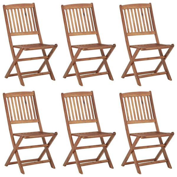 vidaXL Folding Garden Chairs 6 pcs with Cushions Solid Acacia Wood