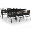 vidaXL 7 Piece Garden Dining Set Black