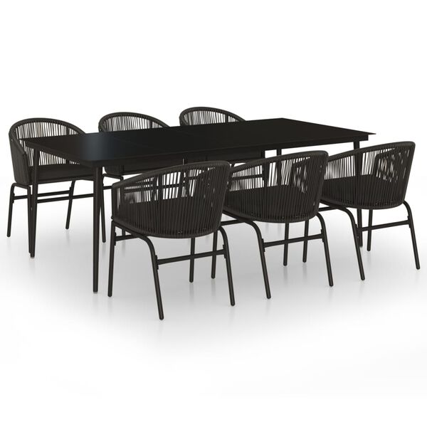 vidaXL 7 Piece Garden Dining Set Black