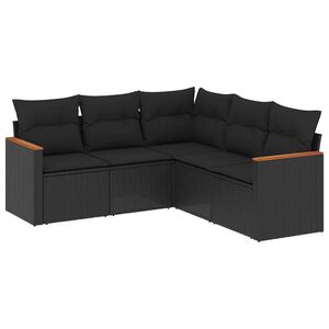 vidaXL Garden Sofa Set | Black | PE rattan | Medium | Modular | Garden Sofa Set