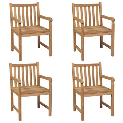 vidaXL Garden Chairs 4 pcs with Cream White Cushions Solid Teak Wood
