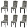 vidaXL Dining Chair | Set of 6 | Grey | Fabric, Rubber wood | Medium | Ergonomic