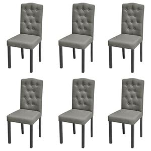 vidaXL Dining Chair | Set of 6 | Grey | Fabric, Rubber wood | Medium | Ergonomic