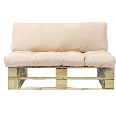 vidaXL Garden Pallet Sofa with Sand Cushions Pinewood