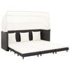vidaXL Extendable 3-Seater Sofa Bed with Roof Poly Rattan Black