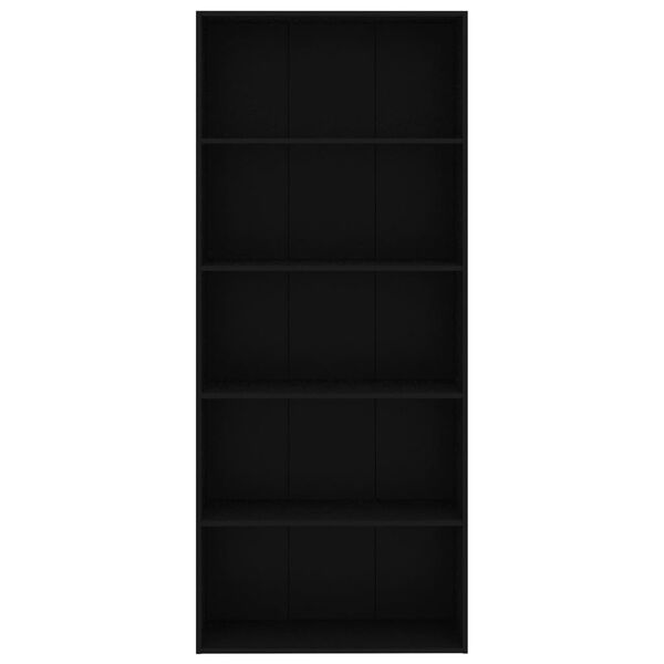 vidaXL 5-Tier Book Cabinet Black 80x30x189 cm Engineered Wood