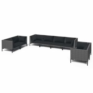 vidaXL 8 Piece Garden Lounge Set with Cushions Poly Rattan Dark Grey