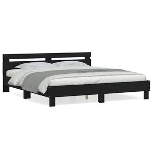 vidaXL Bed Frame | Black | Engineered wood, Plywood | 183x203 cm King