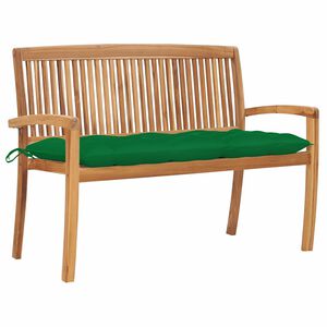 vidaXL Stacking Garden Bench with Cushion 128,5 cm Solid Teak Wood