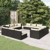 vidaXL 12 Piece Garden Lounge Set with Cushions Poly Rattan Black