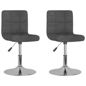 vidaXL Swivel Dining Chairs 2 pcs Dark Grey Fabric