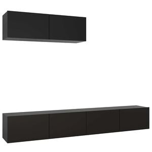 vidaXL 3 Piece TV Cabinet Set Black Engineered Wood
