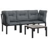 vidaXL 4 Piece Garden Lounge Set Black and Grey Poly Rattan
