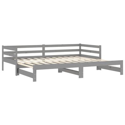 vidaXL Pull-out Day Bed 2x(90x200) cm Grey Solid Wood Pine
