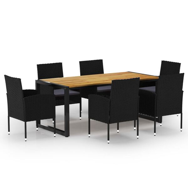 vidaXL 7 Piece Garden Dining Set Black