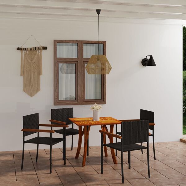 vidaXL 5 Piece Garden Dining Set Black