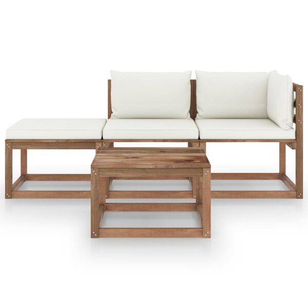 vidaXL 4 Piece Garden Pallet Lounge Set with Cushions Impregnated Pinewood