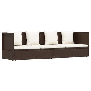 vidaXL Garden Bed | Brown | PE rattan | Foldable | Cushioned Sun Lounger
