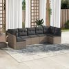 vidaXL 7 Piece Garden Sofa Set with Cushions Grey Poly Rattan