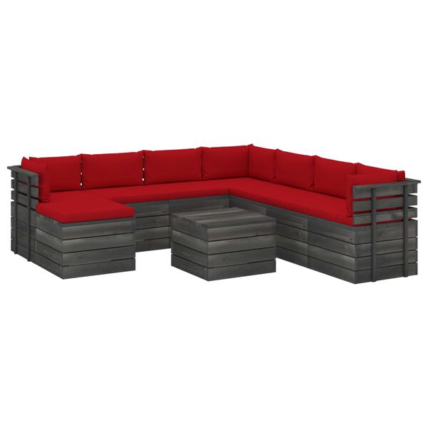 vidaXL 9 Piece Garden Pallet Lounge Set with Cushions Solid Pinewood