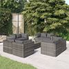 vidaXL 9 Piece Garden Lounge Set with Cushions Poly Rattan Grey