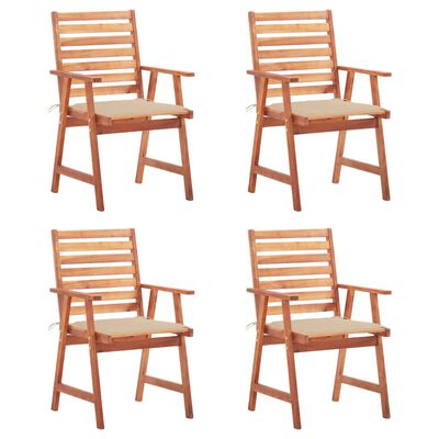 vidaXL Outdoor Dining Chairs 4 pcs with Cushions Solid Acacia Wood