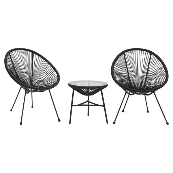 vidaXL 3 Piece Outdoor Dining Set PVC Rattan Black