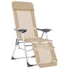 vidaXL Folding Camping Chairs 2 pcs with Footrest Cream Aluminium