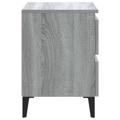 vidaXL Bed Cabinet with Metal Legs Grey Sonoma 40x35x50 cm