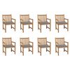 vidaXL Garden Chairs 8 pcs with Grey Cushions Solid Teak Wood