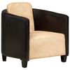 vidaXL Armchair Tan and Black Real Leather