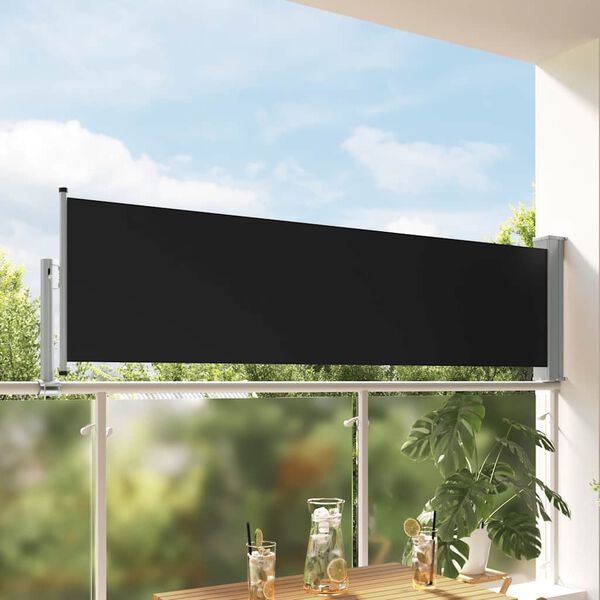 vidaXL Patio Retractable Side Awning 80x300 cm Black