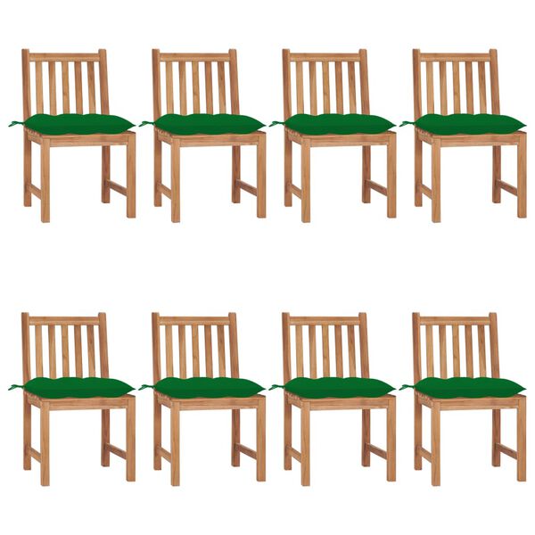 vidaXL Garden Chairs 8 pcs with Cushions Solid Teak Wood