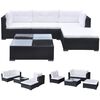 vidaXL 5 Piece Garden Lounge Set with Cushions Poly Rattan Black