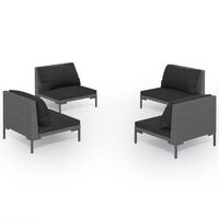 vidaXL 4 Piece Garden Lounge Set with Cushions Poly Rattan Dark Grey