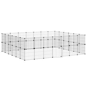 vidaXL 52-Panel Pet Cage with Door Black 245x210x70 cm Steel